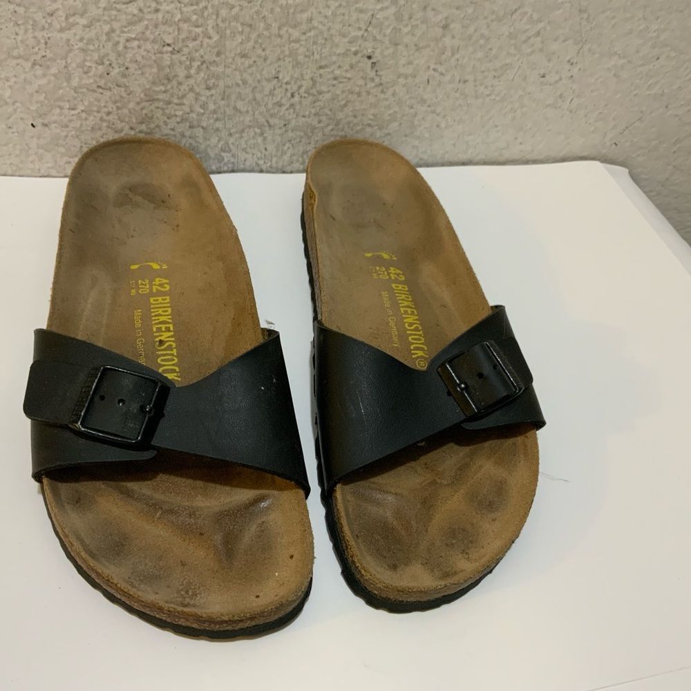 Birkenstock Sandals Size 42 Womens 11 Mens 9  Madrid Black Slip On Slide unisex
